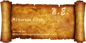 Mikonya Elek névjegykártya